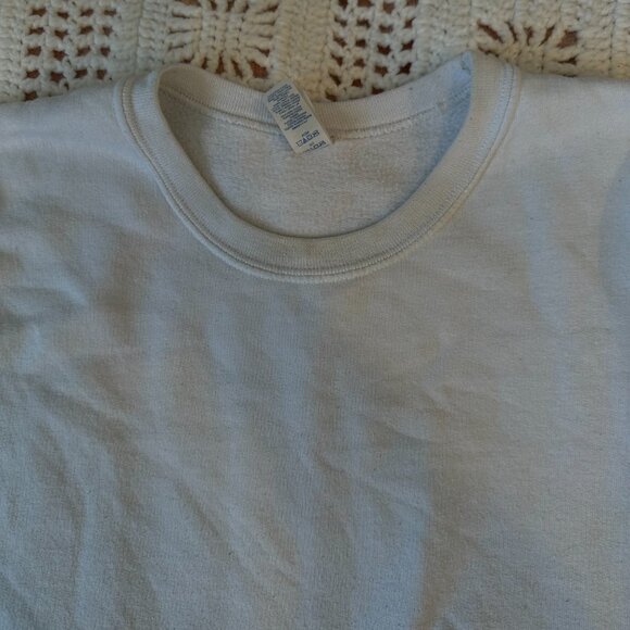 LAST CHANCE - Basic White Crewneck Sweatshirt - JERZEES NuBlend - Large - Picture 5 of 6
